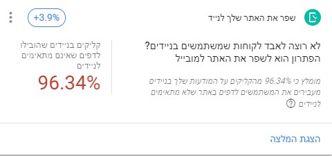 התרעה של גוגל על ניידים בגוגל ממומן