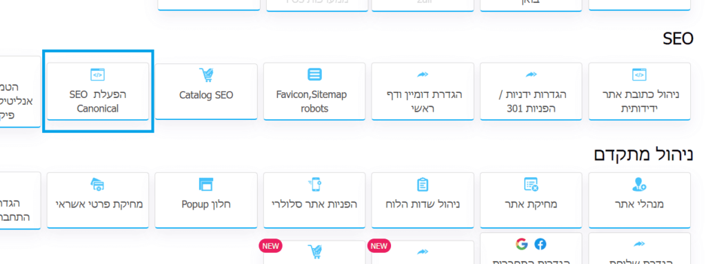 הפעלת תגית קנוניקל