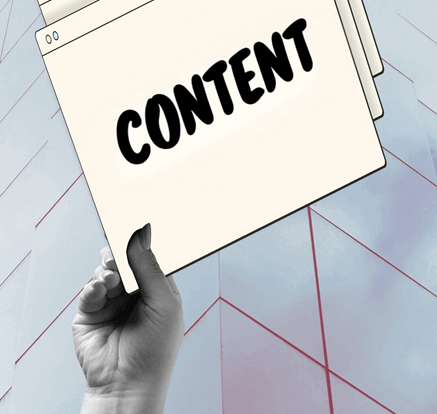 יד אוחזת בניר שכתוב עליו CONTENT