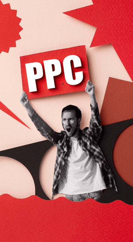 אדם אוחז בשלט שכתוב עליו PPC